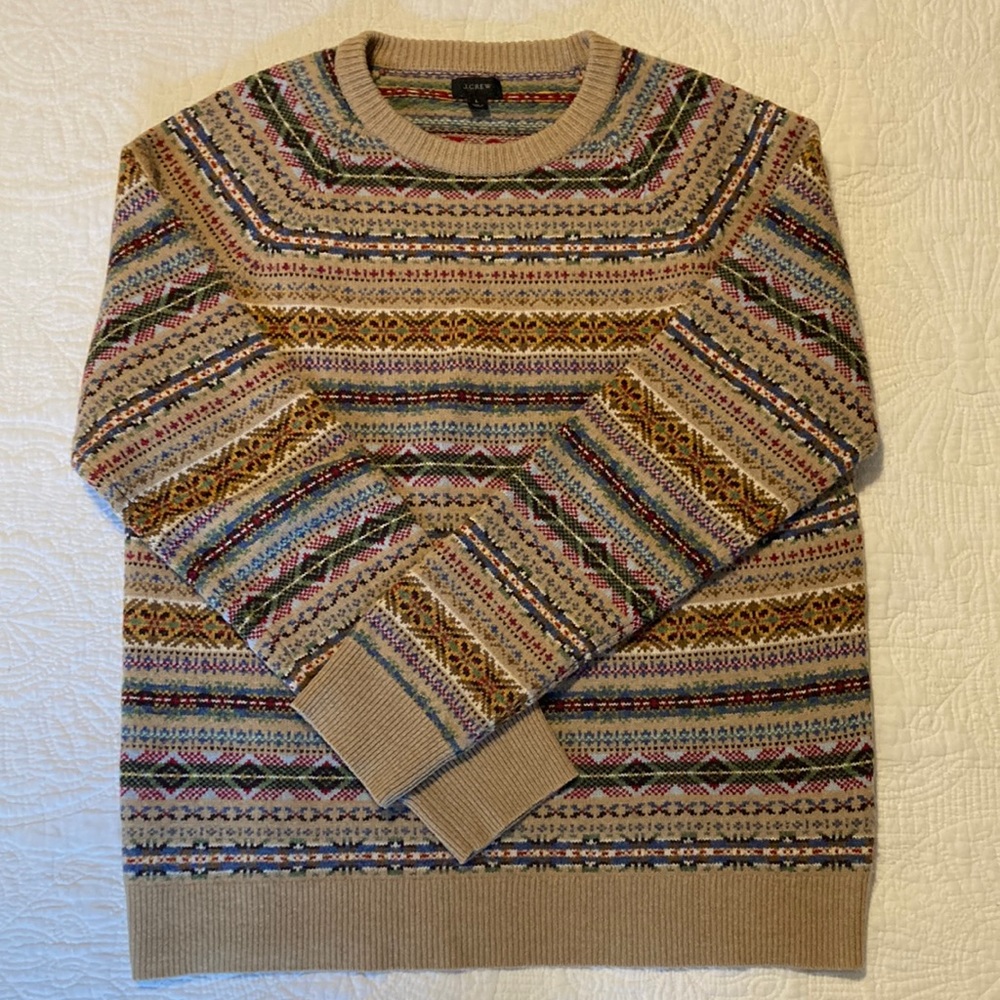 J. Crew Fair Isle Crewneck Sweater size L